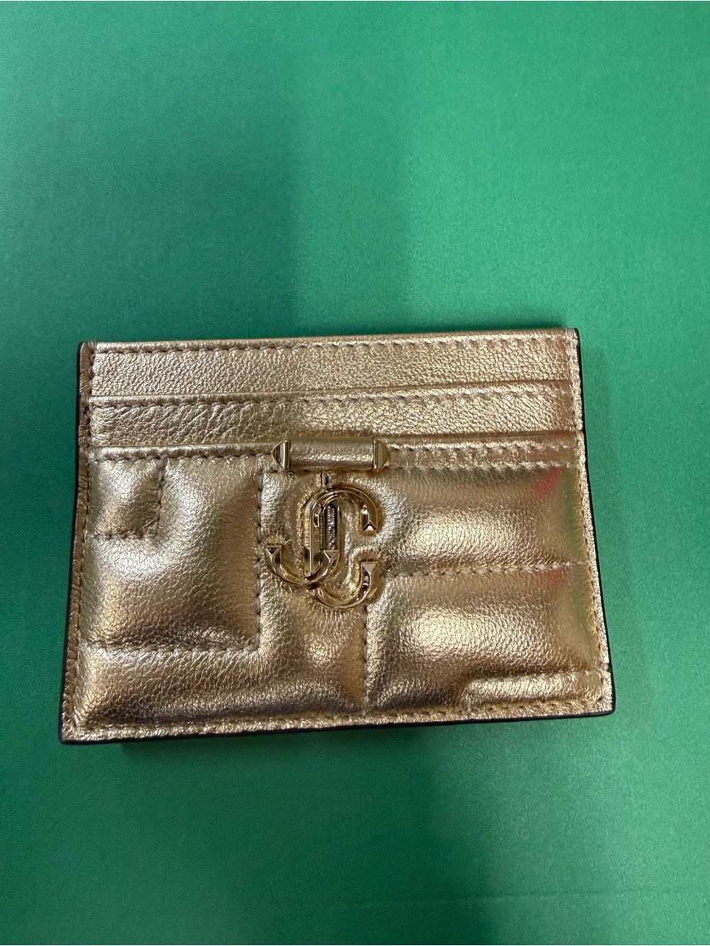 Gold Quilted Jimmy Choo Card Holder - never used - Picture 1 of 3